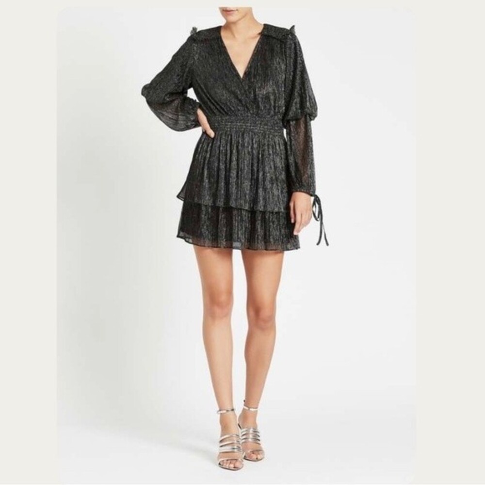 MISA LOS ANGELES MAERYN DRESS in Metallic Black